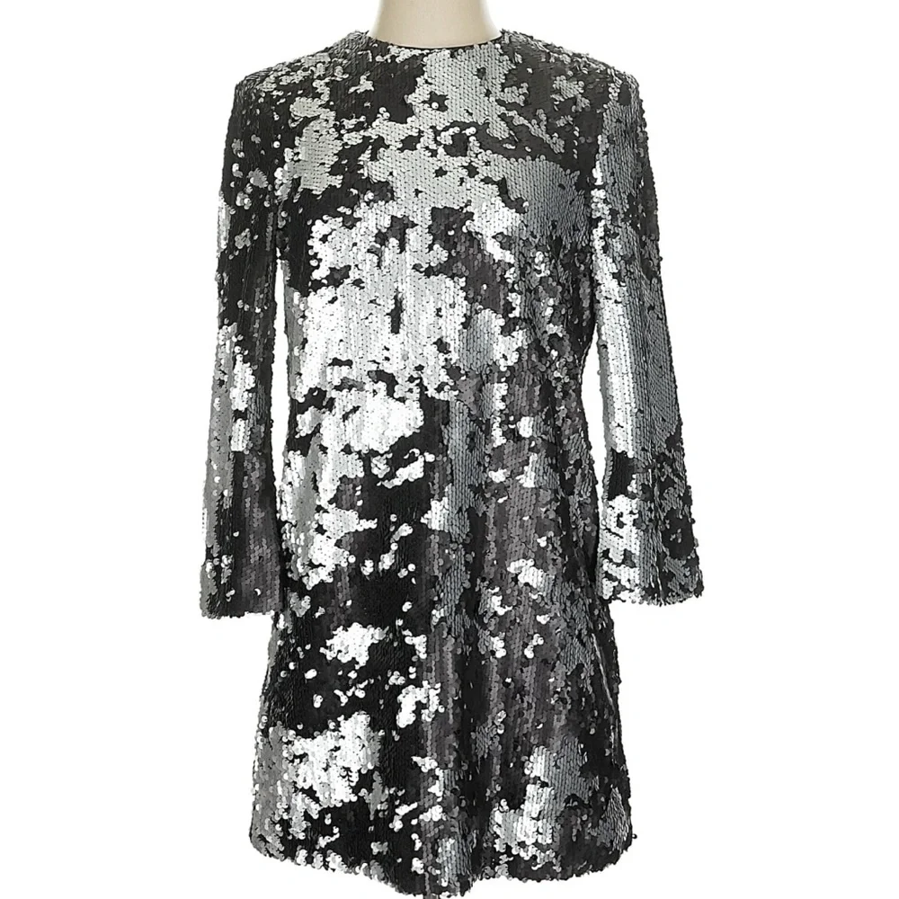 elizabeth and james black and white dress Silver Sequin Women S Pattern WILD OASIS DROP 5 Black Swan Strapless Corset Color:Lemon Yellow